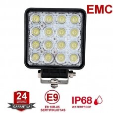 EMC LED siauro švietimo darbo žibintas 48W, 10-30V, 16 LED