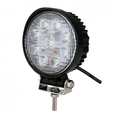 EMC LED siauro švietimo apvalus darbo žibintas 27W, 10-30V, 9 LED 8