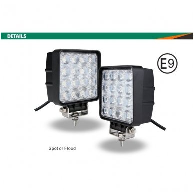 EMC LED plataus švietimo darbo žibintas 48W, 10-30V, 16 LED 1 EMC LED plataus švietimo darbo žibintas 48W, 10-30V, 16 LED 1