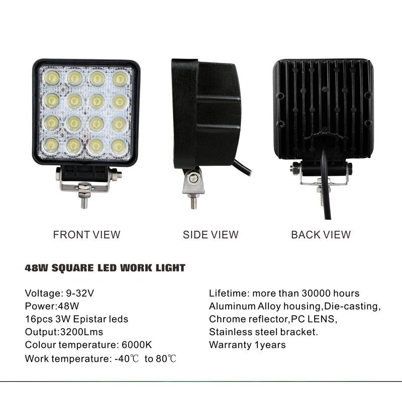 EMC LED plataus švietimo darbo žibintas 48W, 10-30V, 16 LED 5