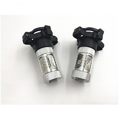 Geltona PY24W 4+2 CREE led SMD 9w, 12-24v su priekyje lešiu 8