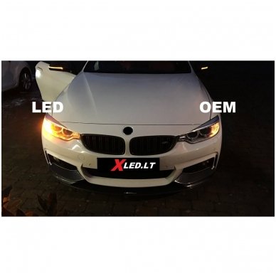 Geltona PY24W 4+2 CREE led SMD 9w, 12-24v su priekyje lešiu 1