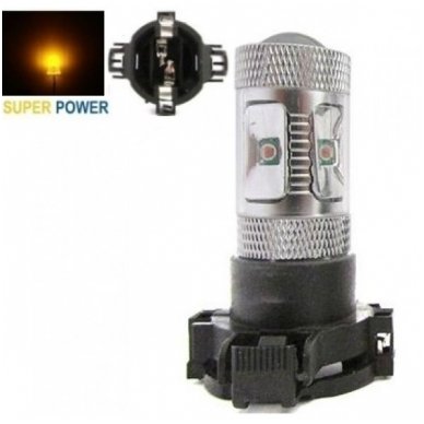 Geltona PY24W 4+2 CREE led SMD 9w, 12-24v su priekyje lešiu