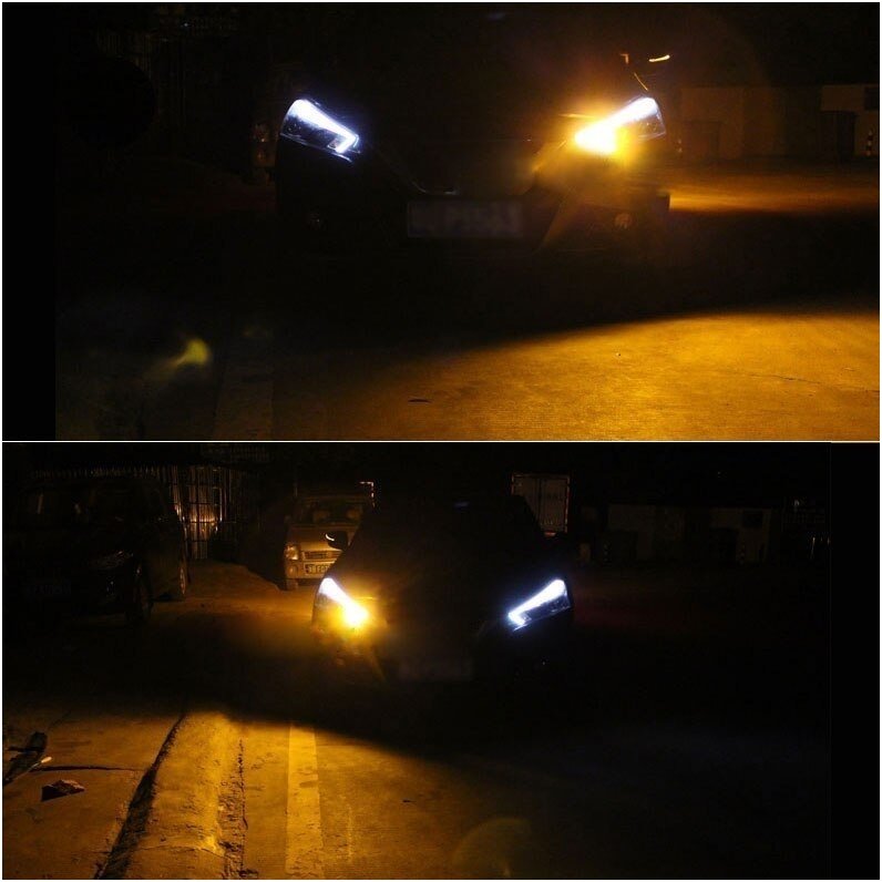 Geltona PY24W 4+2 CREE led SMD 9w, 12-24v su priekyje lešiu 3