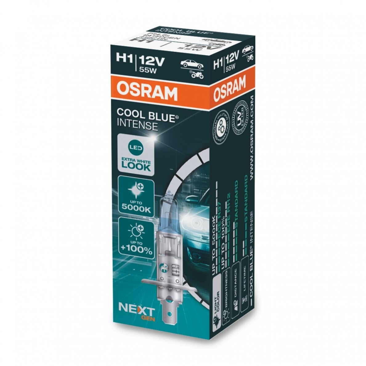 H1 OSRAM COOL BLUE INTENSE 5000K LED look, +100% šviesos (NEXT GEN) 64150CBN H1 OSRAM COOL BLUE INTENSE 5000K LED look, +100% šviesos (NEXT GEN) 64150CBN