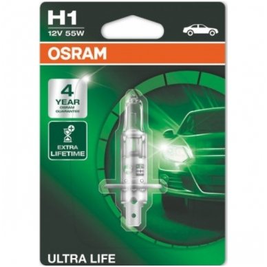 H1 1vnt. OSRAM ULTRA LIFE lemputė 4 metai garantija, 64150ULT, 4008321416100 halogeninė lemputė