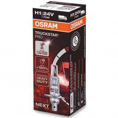 H1 OSRAM TRUCKSTAR PRO lemputė +120%  2.5X MORE LIFETIME 24V 70W 64155TSP