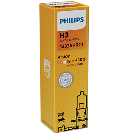 H3 Philips Vision +30% halogeninės 12v 55w, 12336PRB1 lemputė 1 H3 Philips Vision +30% halogeninės 12v 55w, 12336PRB1 lemputė 1