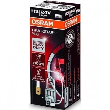 H3 OSRAM TRUCKSTAR PRO lemputė +100%  2.5X MORE LIFETIME 24V 70W 64156TSP