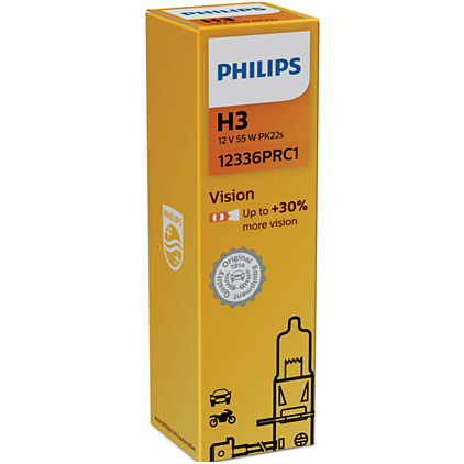 H3 Philips Vision +30% halogeninės 12v 55w, 12336PRB1 lemputė H3 Philips Vision +30% halogeninės 12v 55w, 12336PRB1 lemputė