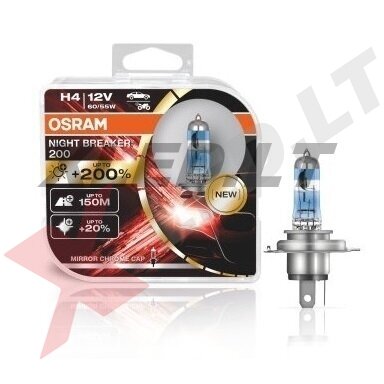 H4 OSRAM NIGHT BREAKER +200% 64193NB200-HCB 2vnt.