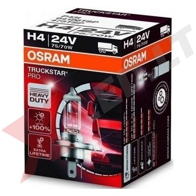 H4 OSRAM TRUCKSTAR PRO lemputė +100%  2.5X MORE LIFETIME 24V 75/70W 64196TSP