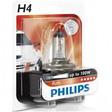 H4 1vnt. Philips "RALLY" Maximum light lemputė, 12569RAC1, 923541217106 halogeninė lemputė 3