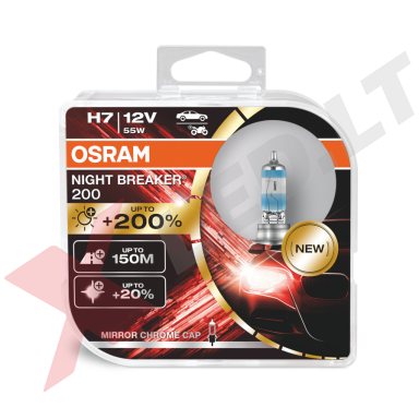 H7 OSRAM NIGHT BREAKER +200% 64210NB200-2HB 2vnt. H7 OSRAM NIGHT BREAKER +200% 64210NB200-2HB 2vnt.