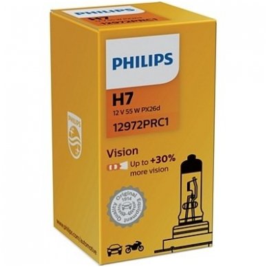 H7 1vnt. Philips Vison +30% 12v 55w 12972PRC1 halogeninė lemputė