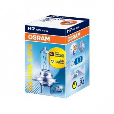 H7 OSRAM ULTRA LIFE lemputė 4 metai garantija, 64210ULT, 4008321416292 halogeninė lemputė 2