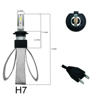 XLED H7 MINI GEN2 CAN-BUS ZES +250% LED lemputės 12V-24V 6000LM 3