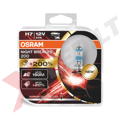 H7 OSRAM NIGHT BREAKER +200% 64210NB200-2HB 2vnt. H7 OSRAM NIGHT BREAKER +200% 64210NB200-2HB 2vnt.