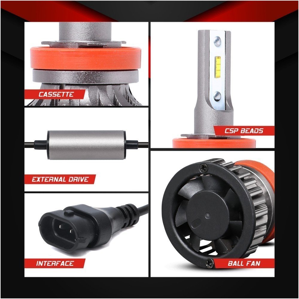XLED H8 / H9 / H11 / H16 SUPER MINI CAN-BUS ZES +300% LED sistema 12V-24V 6500LM 6