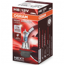 H8 OSRAM NIGHT BREAKER LASER +20% šviesos, +20m švietimo, +20% baltumo halogeninė lemputė