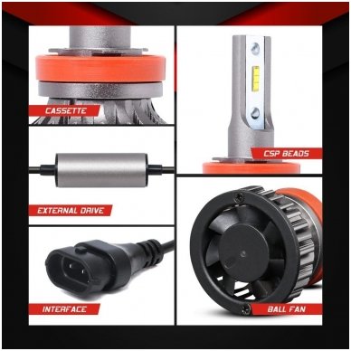 XLED H8 / H9 / H11 / H16 SUPER MINI CAN-BUS ZES +300% LED sistema 12V-24V 6500LM 6 XLED H8 / H9 / H11 / H16 SUPER MINI CAN-BUS ZES +300% LED sistema 12V-24V 6500LM 6