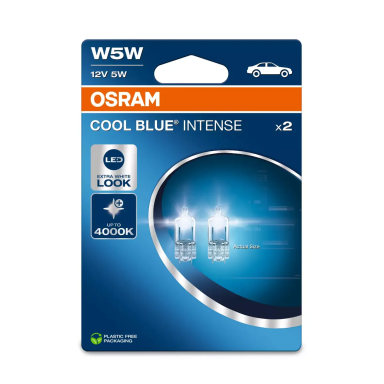 Halogeninės lemputės W5W / T10 2vnt. OSRAM COOL BLUE INTENSE (NEXT GEN) 4000K 12V 5W, 2825CBN-02B Halogeninės lemputės W5W / T10 2vnt. OSRAM COOL BLUE INTENSE (NEXT GEN) 4000K 12V 5W, 2825CBN-02B