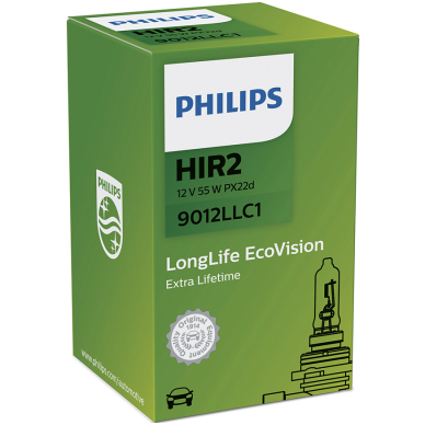HIR2 9012 Philips Long Life Eco Vision 9012LLC1 automobilinė lemputė 12v 55w PX22d
