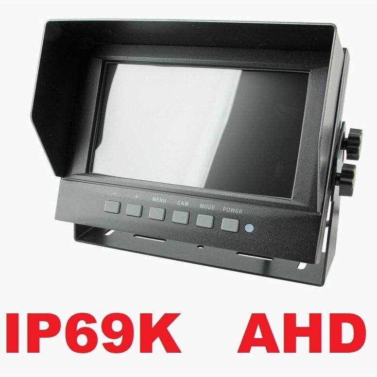IP69K Parkavimo monitorius AHD1080P LCD 7.0 colių 2 kanalai 4PIN 12V-24V