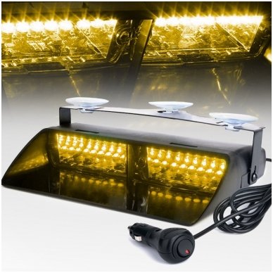 Įspėjamasis galingas LED švyturėlis geltonas tvirtinamas prie stiklo Įspėjamasis galingas LED švyturėlis geltonas tvirtinamas prie stiklo