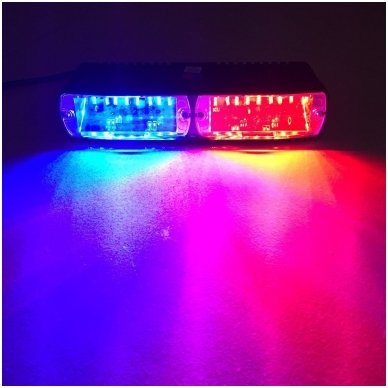 Įspėjamasis galingas LED švyturėlis raudonas - mėlynas tvirtinamas prie stiklo 10 Įspėjamasis galingas LED švyturėlis raudonas - mėlynas tvirtinamas prie stiklo 10