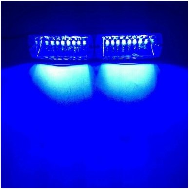 Įspėjamasis galingas LED švyturėlis mėlynas tvirtinamas prie stiklo 1
