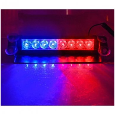 Įspėjamasis LED BAR raudonas - mėlynas švyturėlis tvirtinamas prie stiklo 3