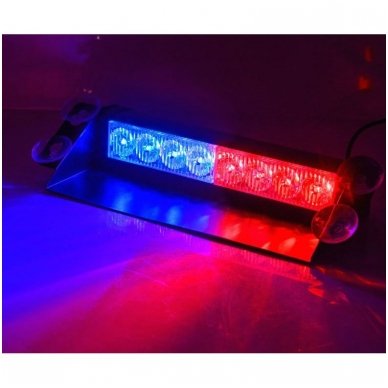 Įspėjamasis LED BAR raudonas - mėlynas švyturėlis tvirtinamas prie stiklo 4