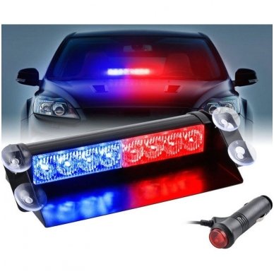 Įspėjamasis LED BAR raudonas - mėlynas švyturėlis tvirtinamas prie stiklo Įspėjamasis LED BAR raudonas - mėlynas švyturėlis tvirtinamas prie stiklo
