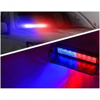Įspėjamasis LED BAR raudonas - mėlynas švyturėlis tvirtinamas prie stiklo 2 Įspėjamasis LED BAR raudonas - mėlynas švyturėlis tvirtinamas prie stiklo 2
