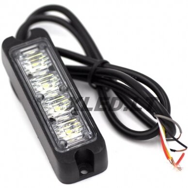 Įspėjamasis MINI galingas 4 LED švyturėlis - raudona 12V-24V 4