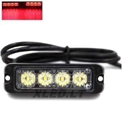 Įspėjamasis MINI galingas 4 LED švyturėlis - raudona 12V-24V Įspėjamasis MINI galingas 4 LED švyturėlis - raudona 12V-24V