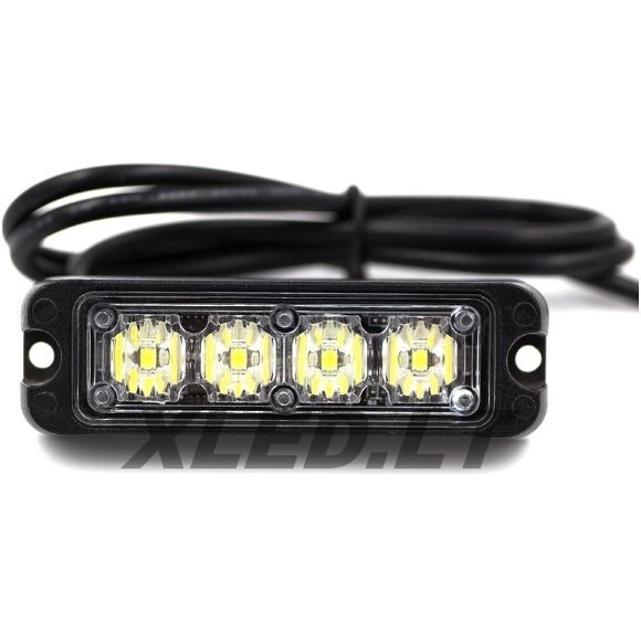 Įspėjamasis MINI galingas 4 LED švyturėlis - raudona 12V-24V 2