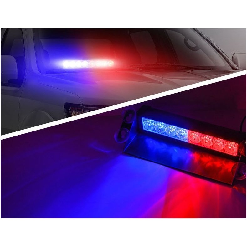 Įspėjamasis LED BAR raudonas - mėlynas švyturėlis tvirtinamas prie stiklo 2