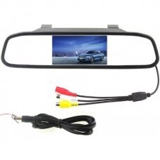LCD 4.3 colių auto monitorius galinio matymo veidrodėlyje parkavimo sistemoms ir DVD 12V-24V