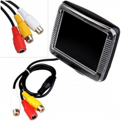 LCD 3.5 colių auto monitorius parkavimo sistemoms ir DVD 12V-24V 2