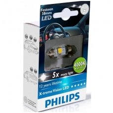 Led lemputė C5W / F10 1vnt. PHILIPS X-tremeVision LED, 38mm 4000K 128584000KX1, 8727900703412