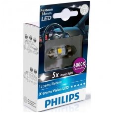 LED lemputė C5W / F10 1vnt. PHILIPS X- tremeVision LED, 38mm 6000K 128596000KX1