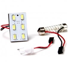 Led lemputė universali F10/c5w, T10/ w5w 12V - 6 LED 22mmx12mm