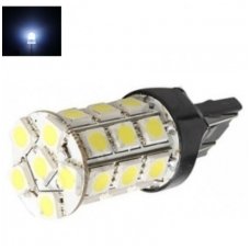 LED W21/5W / T20 / 7443 - 3,5w 27 smd led keturių kontaktų automobilinė lemputė balta