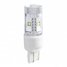 LED W21/5W / T20 / 7443 - 9w, 6 CREE LED balta keturių kontaktų lemputė