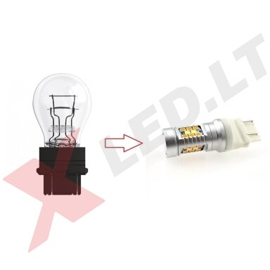 LED 3157 / PY27/7W / P27/7W - 6w 28smd LED keturių kontaktų amerikietiškų automobilių posūkio gabarito/DRL lemputė LED 3157 / PY27/7W / P27/7W - 6w 28smd LED keturių kontaktų amerikietiškų automobilių posūkio gabarito/DRL lemputė