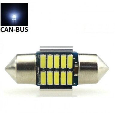 LED CAN BUS lemputė F10 / C5W 28mm - 10 LED