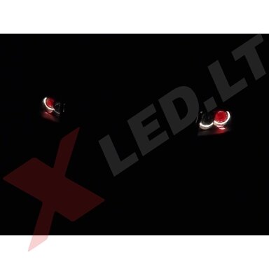 LED Demon Eyes raudonos tuning linzių lemputės demon