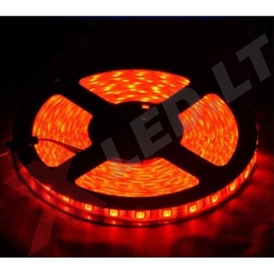 LED juosta raudona 12V 4.8W/m LED3528 SMD hermetiška